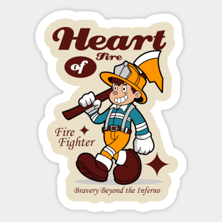 Retro Firefighter Cartoon Sticker